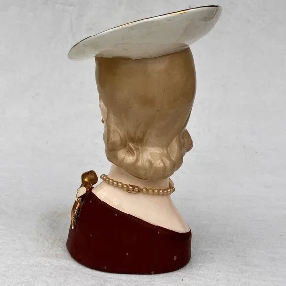 1956 Napco Lady in Pearls Head Vase C2637A - Picture 6 of 15